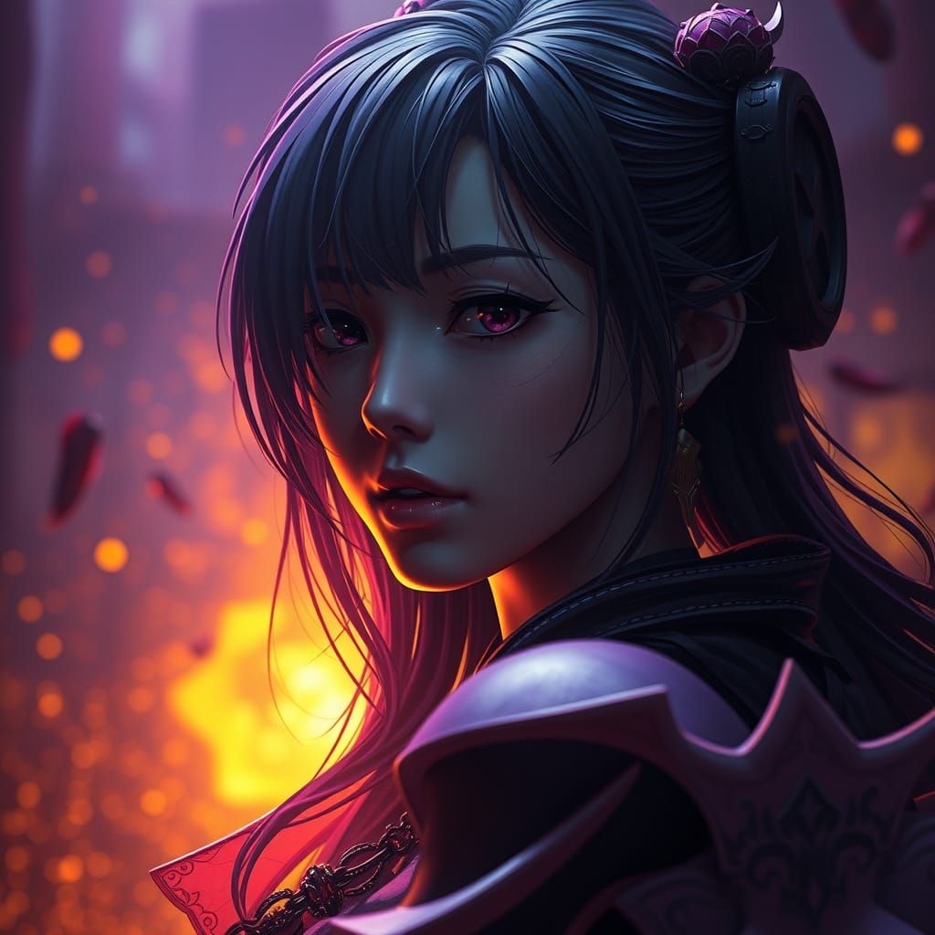 Ethereal Dark Fantasy Heroine in Vibrant Cinematic Splendor