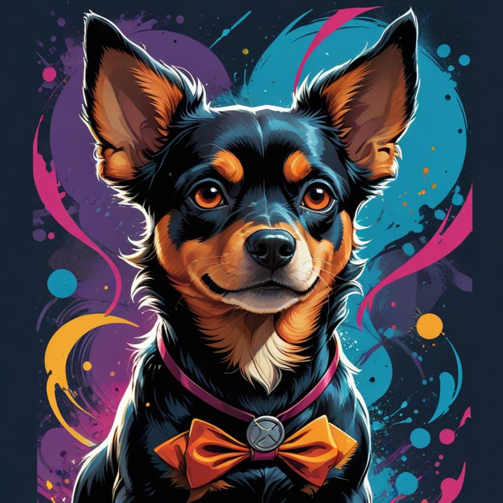 Stylized Comic Book Portrait of a Playful Dog