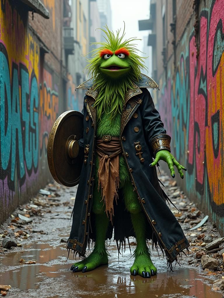 Oscar the Grouch as Planeswalker in Graffiti Alley