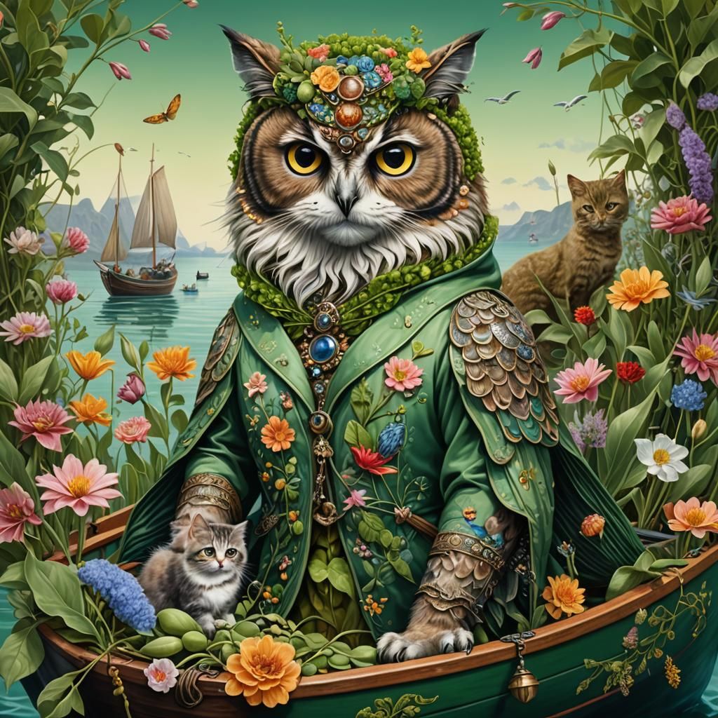 Owl and Cat on Pea Green Boat, Pop Art