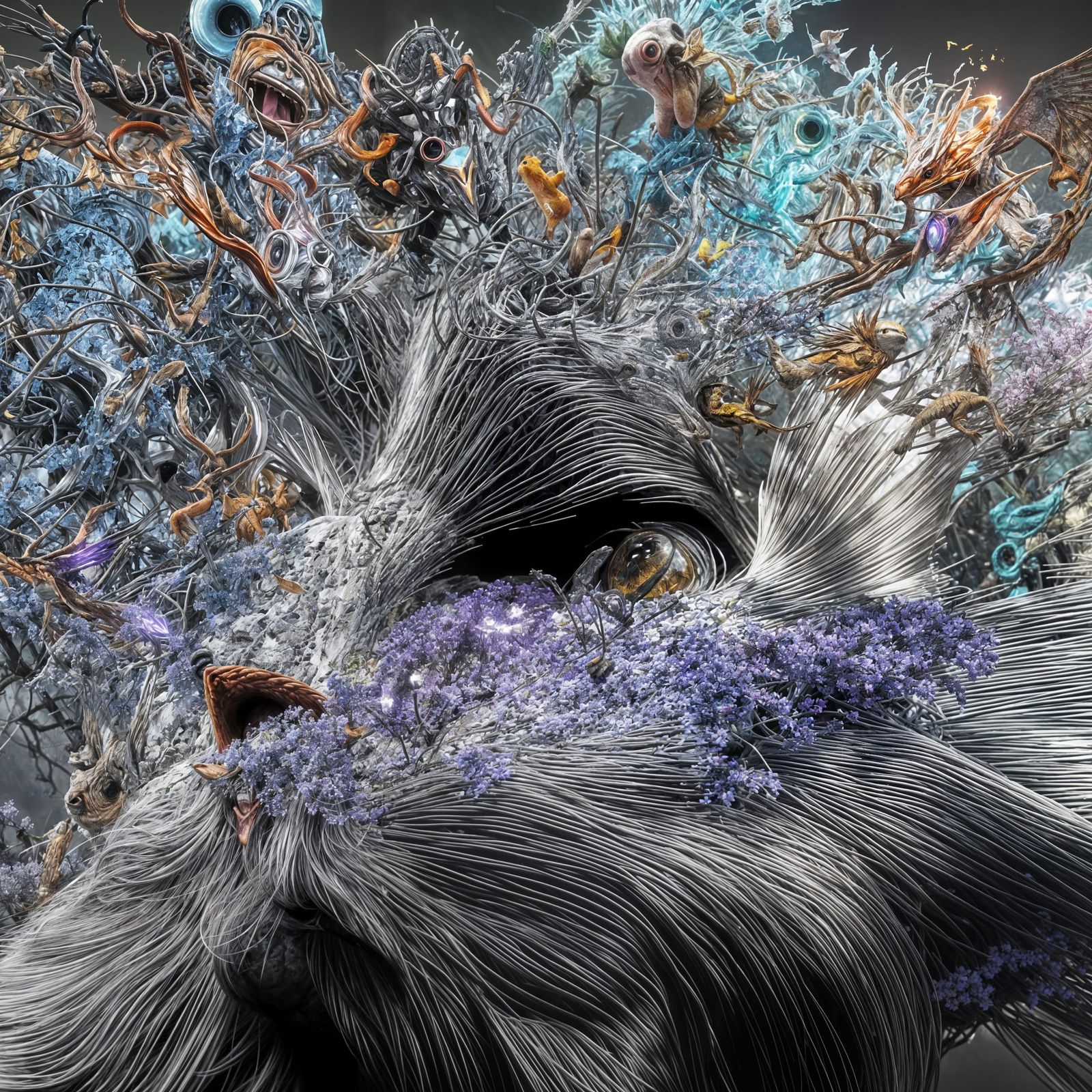 Futuristic Cityscape with Bizarre Creatures in Detailed 3D R...