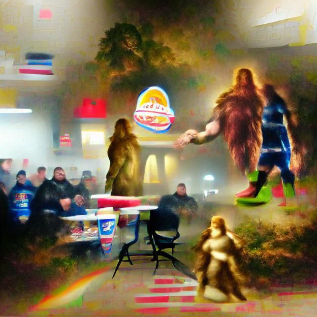 Bigfoot Confronts Burger King in Renaissance Style