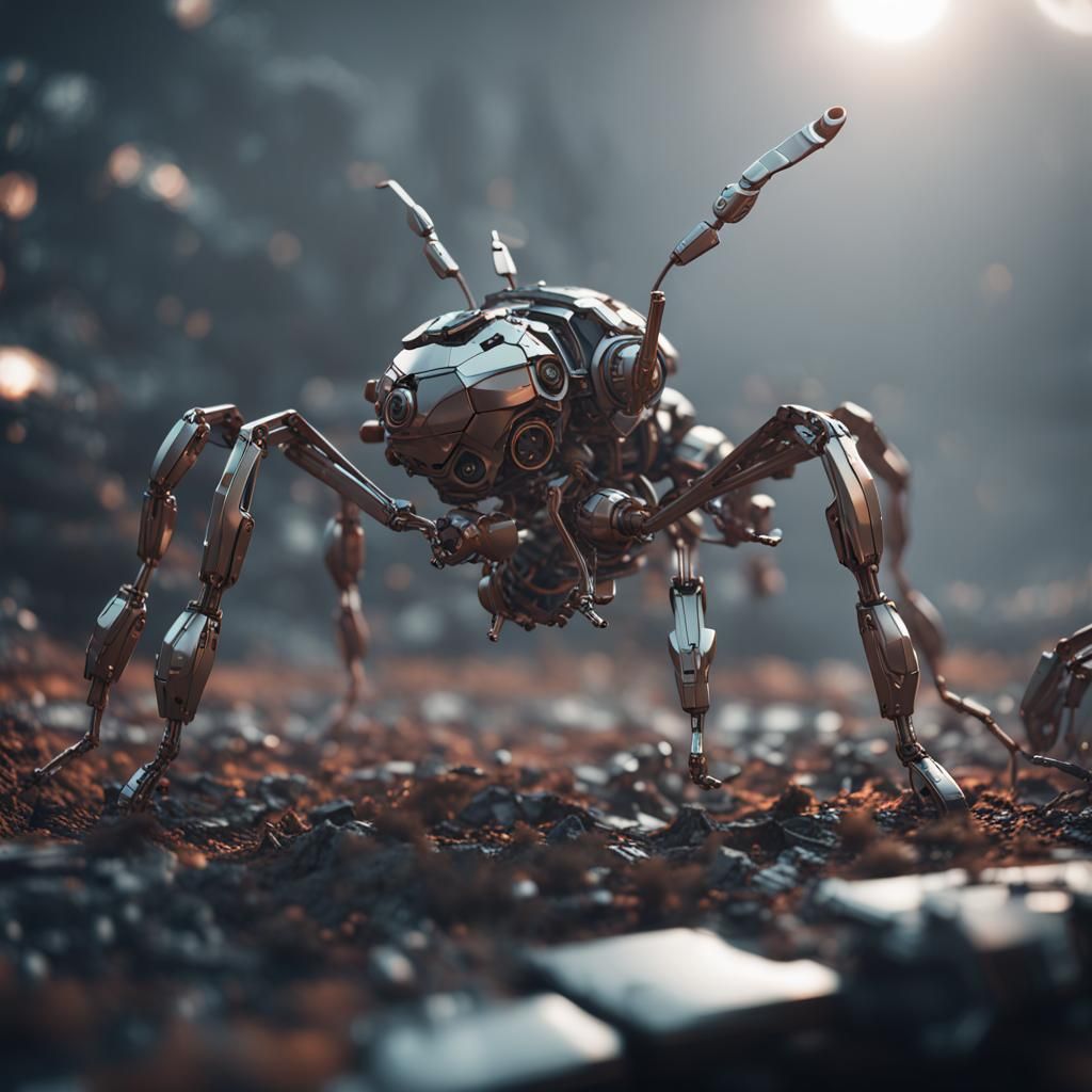 Futuristic Sci-Fi Ant with Intricate Mech Details