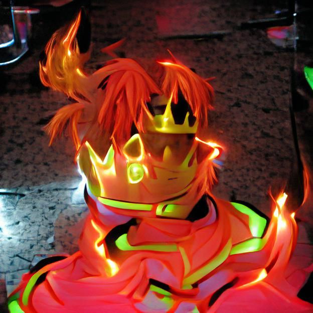 Glowing Neon Fire King Anime Character