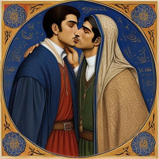 Embrace in Persian Miniature Style