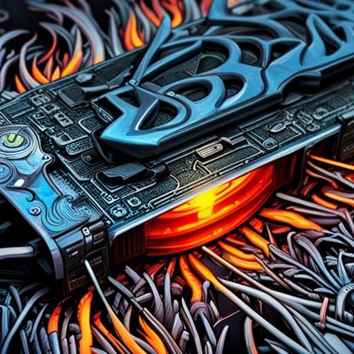 Fiery Firestarter in Graffiti Synthetism Style