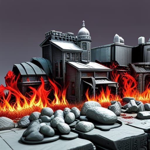 Fiery Portrait in Graffiti Synthetism Style