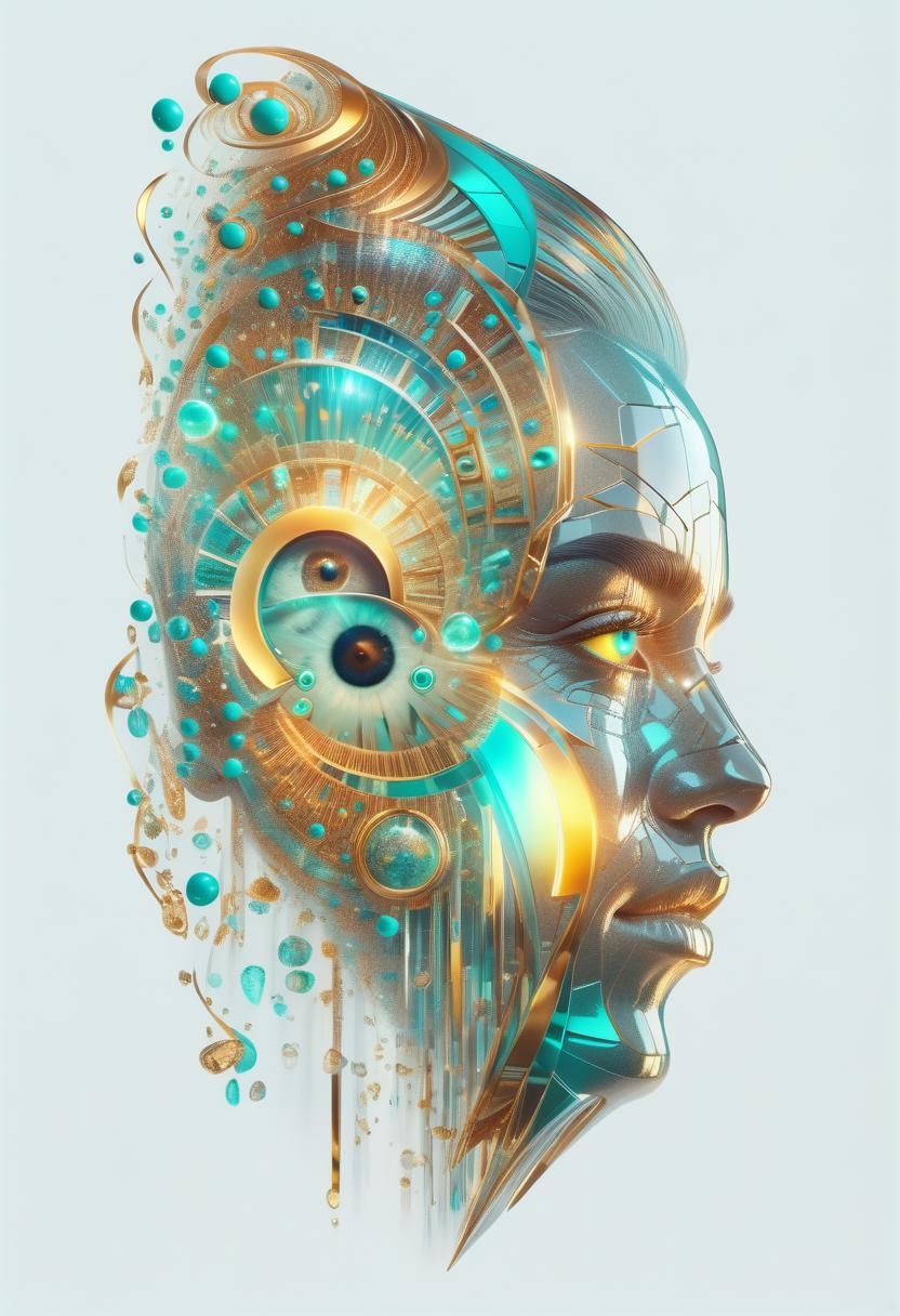 Ethereal Portrait with Double Helix Eyes in Hyper Realism