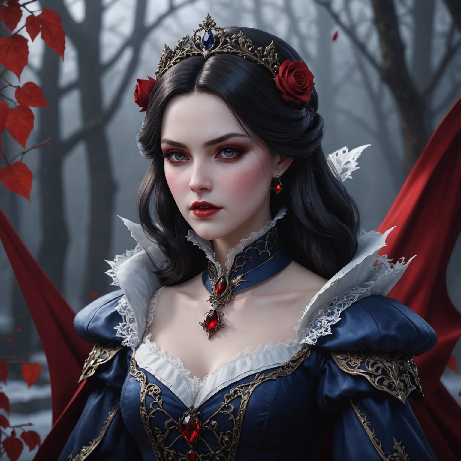 Vampire Snow White in 3D Anime Style