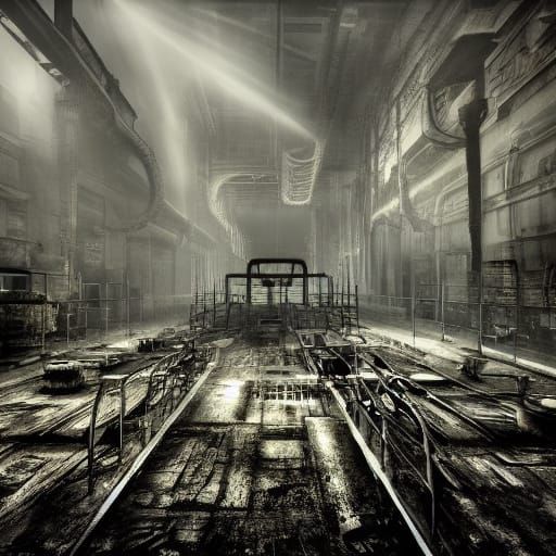 Cyberpunk Industrial Decay in Fauvist Expressionism