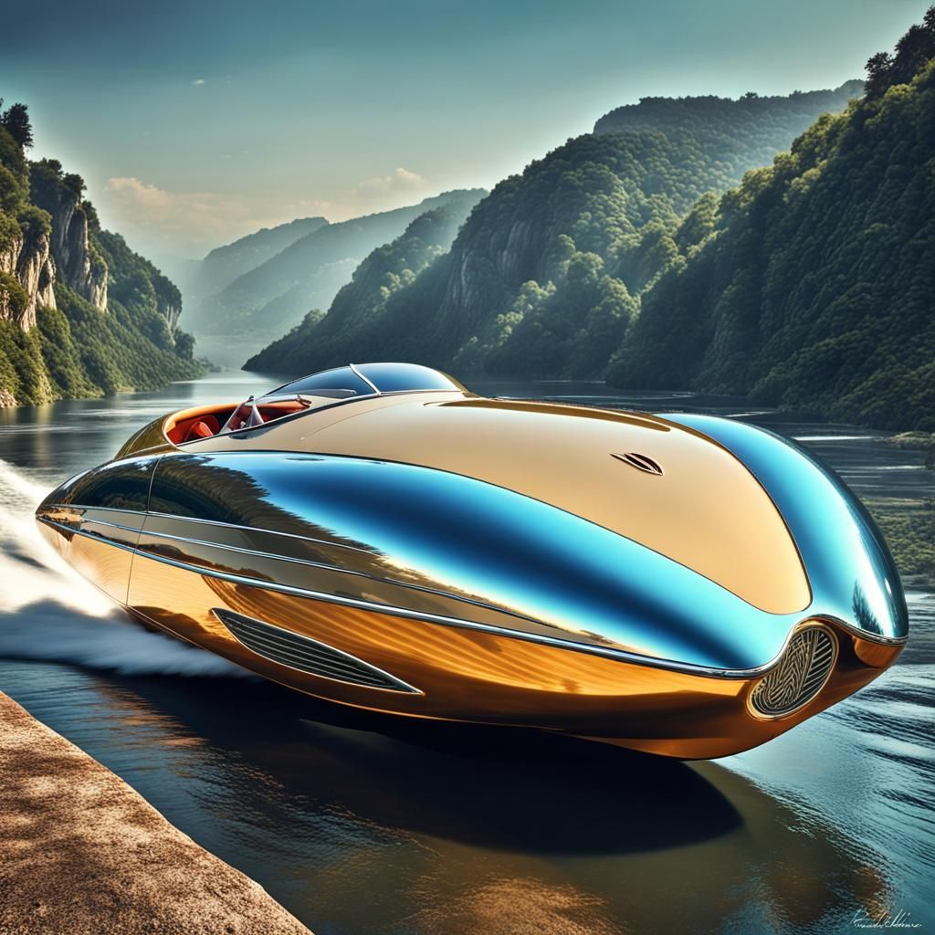 Futuristic Speedboat Inspired by Classic Delahaye Design