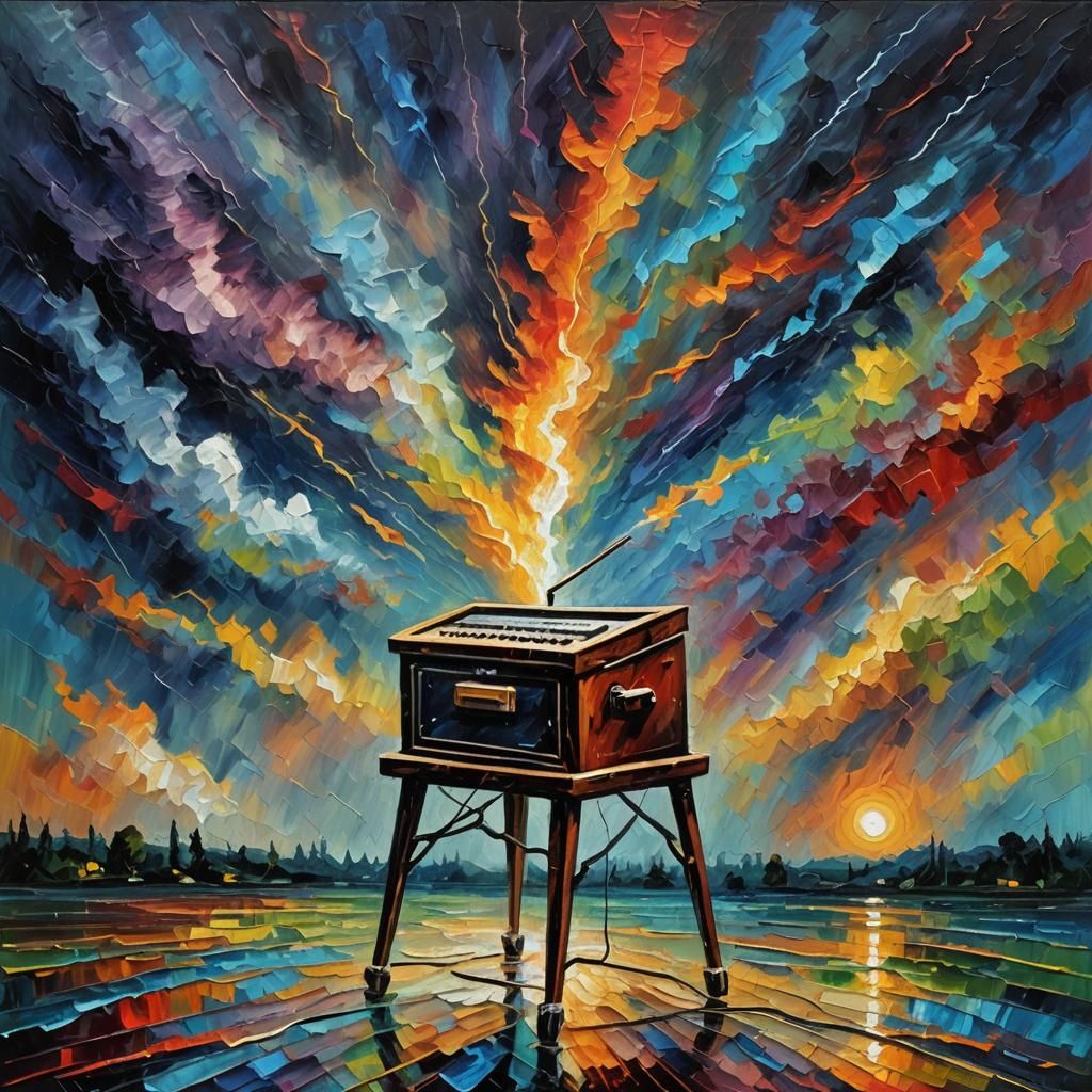 Theremin Plays During Electrical Storm: Neo-Impressionist Oi...