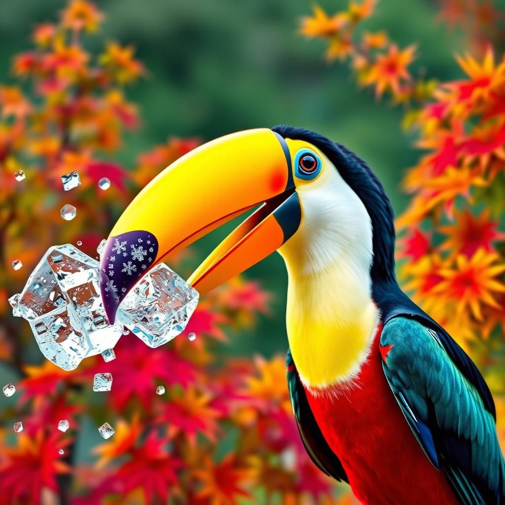 Colorful Toucan Dragon with Ice Breath