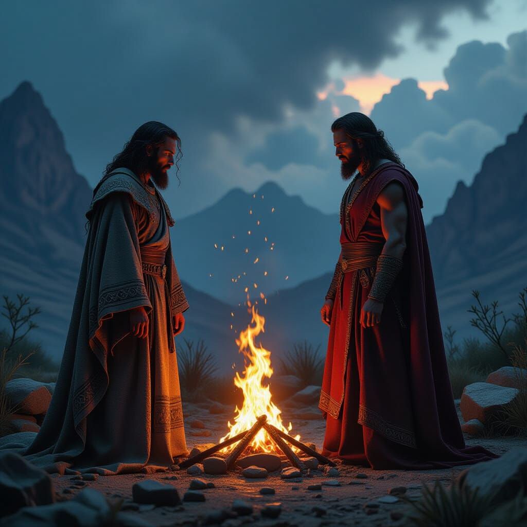 Biblical Scene: Cain and Abel's Offering