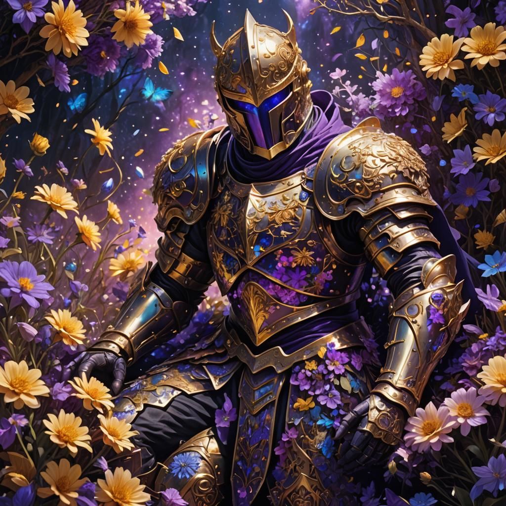 Fallen Knight in Astral Bloom: A Dark Fantasy