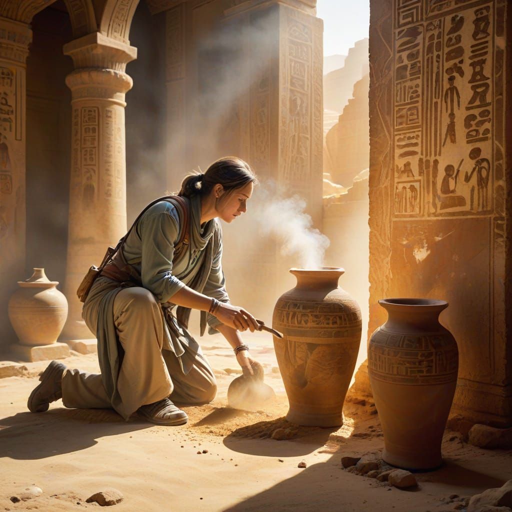 Archaeologist Uncovers Ancient Vase in Temple Excavation