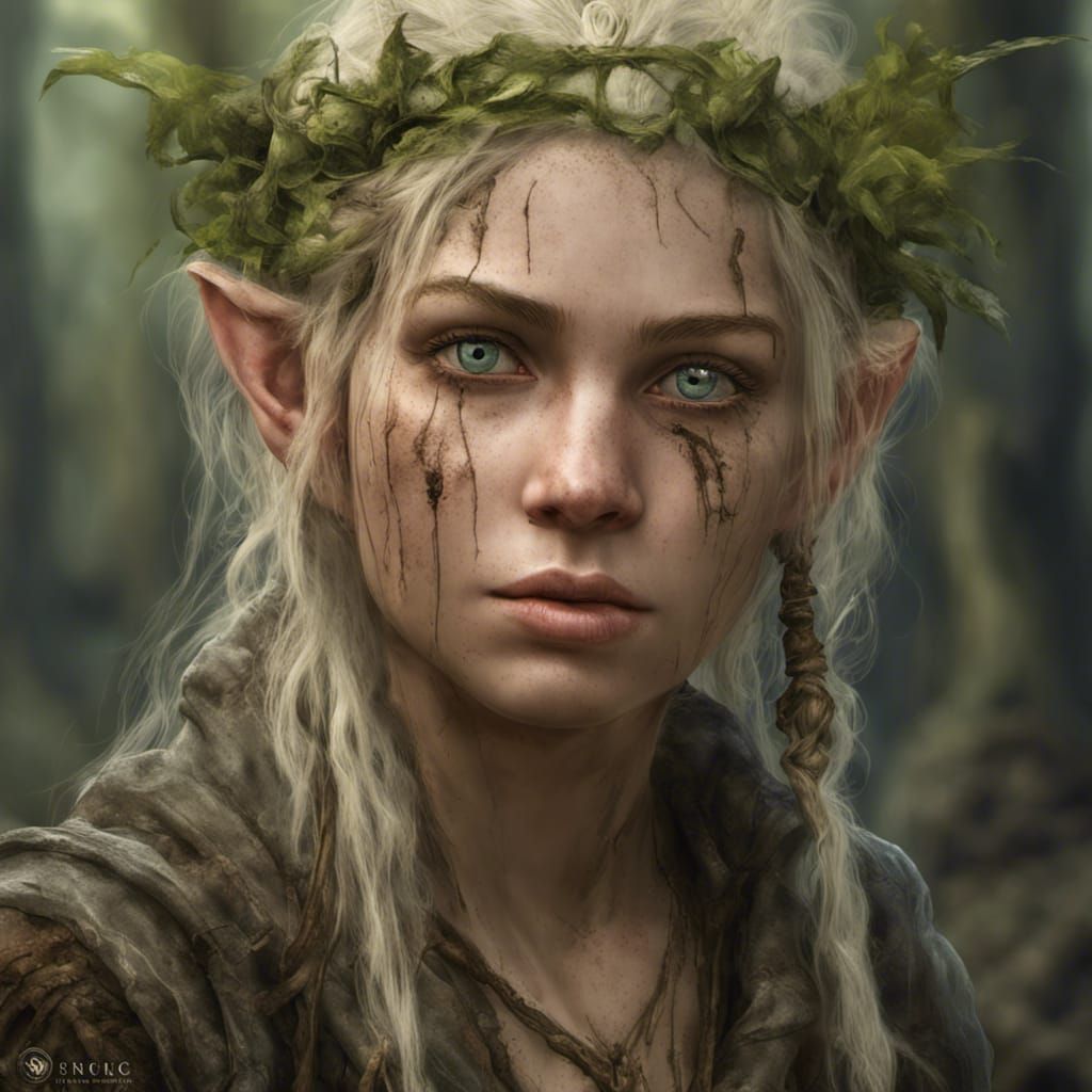 Halfling Swamp Druid Portrait in Hyperrealistic Style