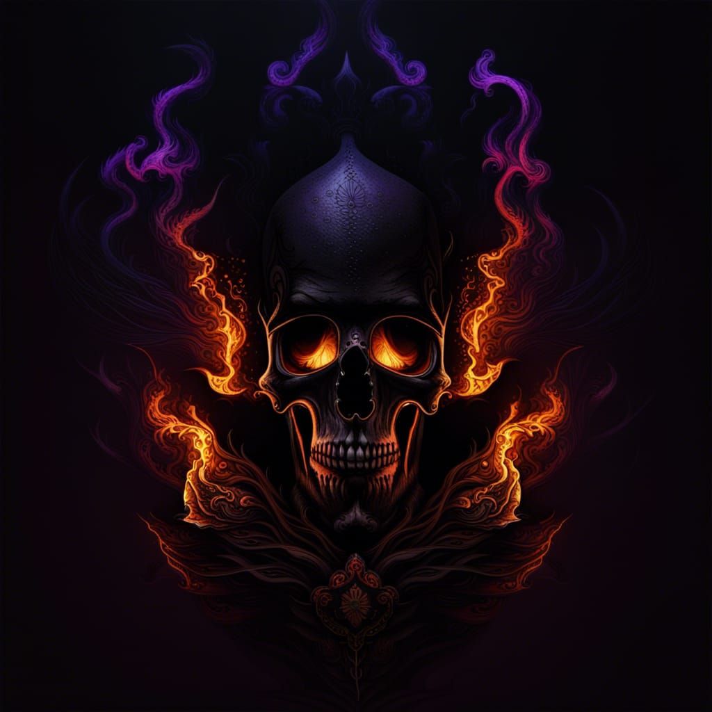 Flaming Skull Dark Gothic Horror Concept Art