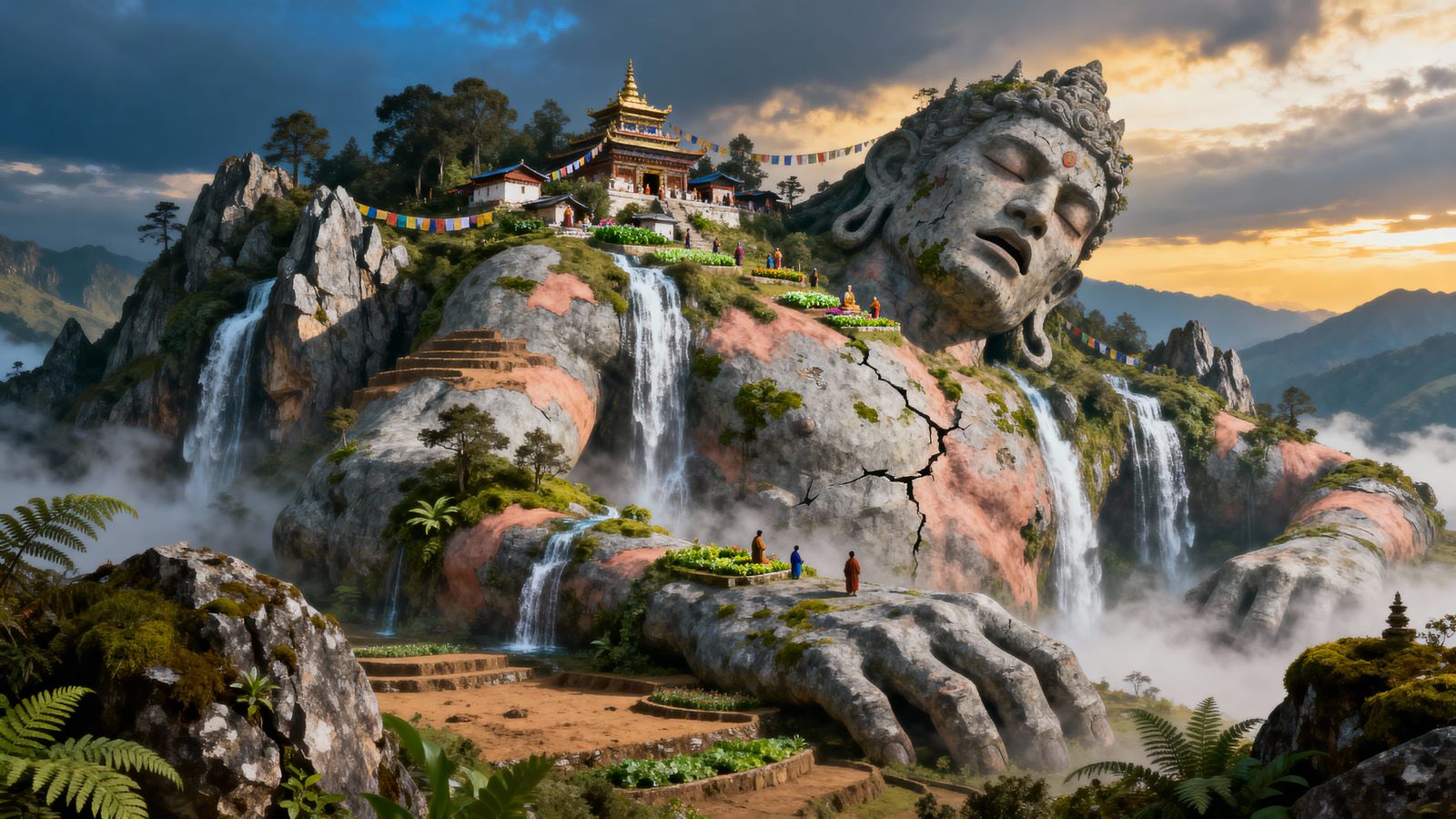 Ancient Hill Giant Embedded in Mountain Landscape