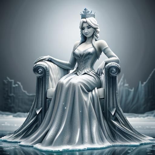 Icy Sculpture of a Young Queen of Antarctica