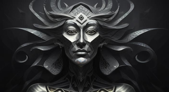 Surreal Charcoal Drawing in Abstract Cubism Style