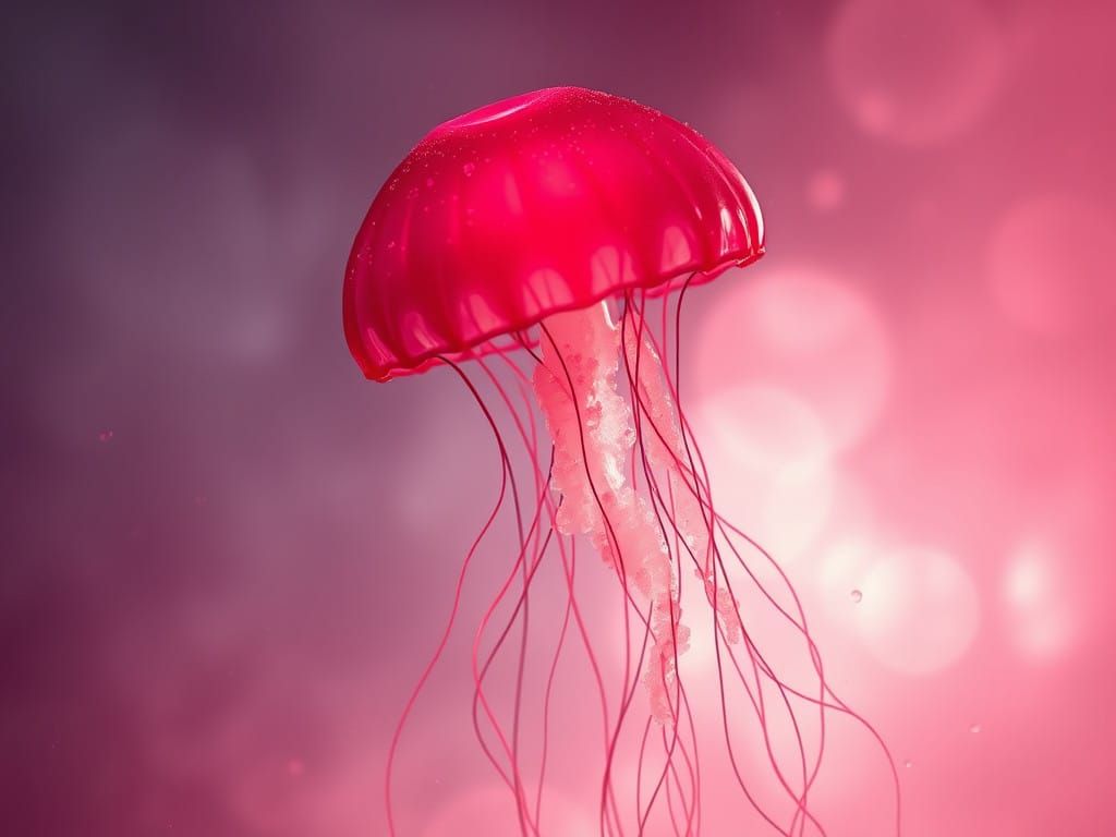 Vibrant Steamy Jellyfish in Ruby Thermal Aesthetic