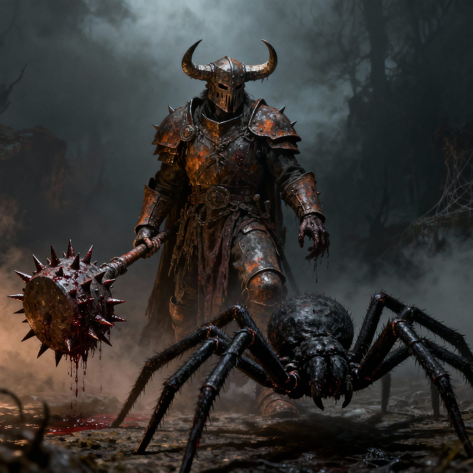 Death Knight Irvin Wields Giant Maul Beside Spider Abominati...