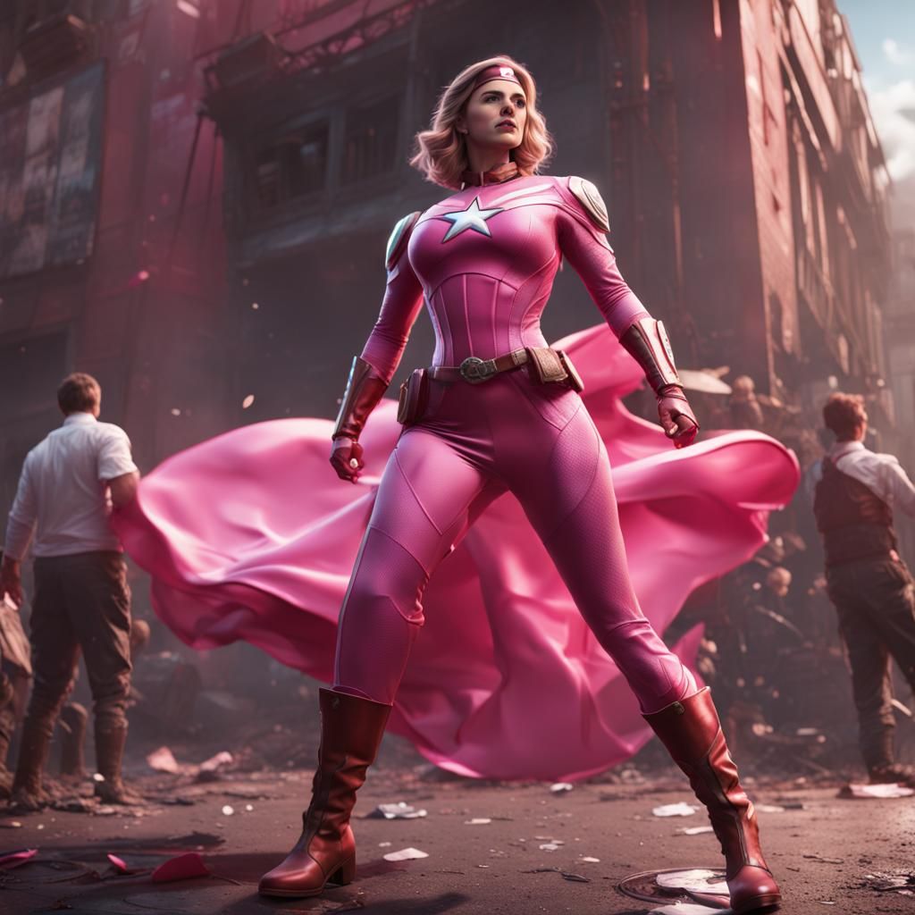 Female Captain America in Pink Party Dress
