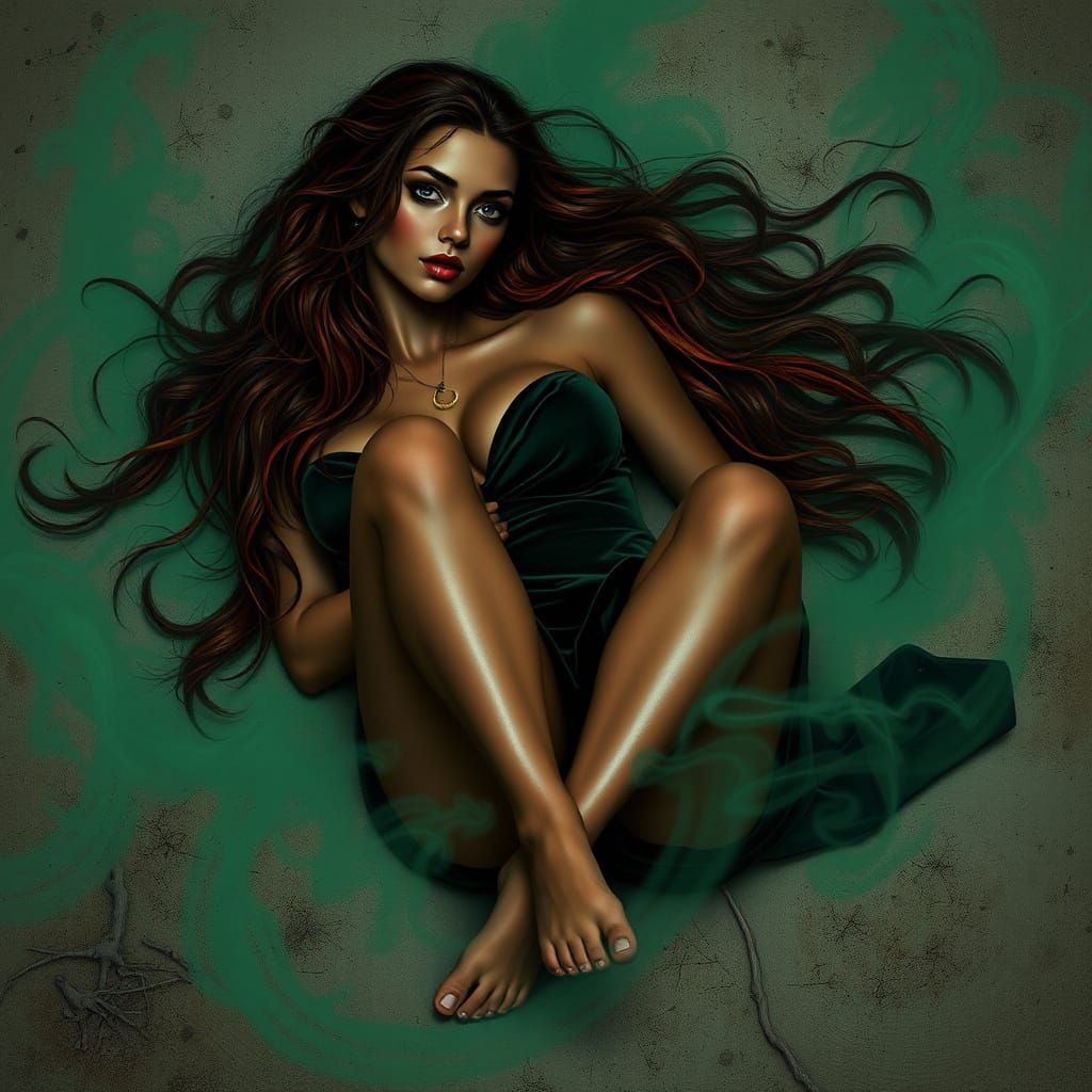 Ethereal Witch Goddess in Dark Velvet Robes