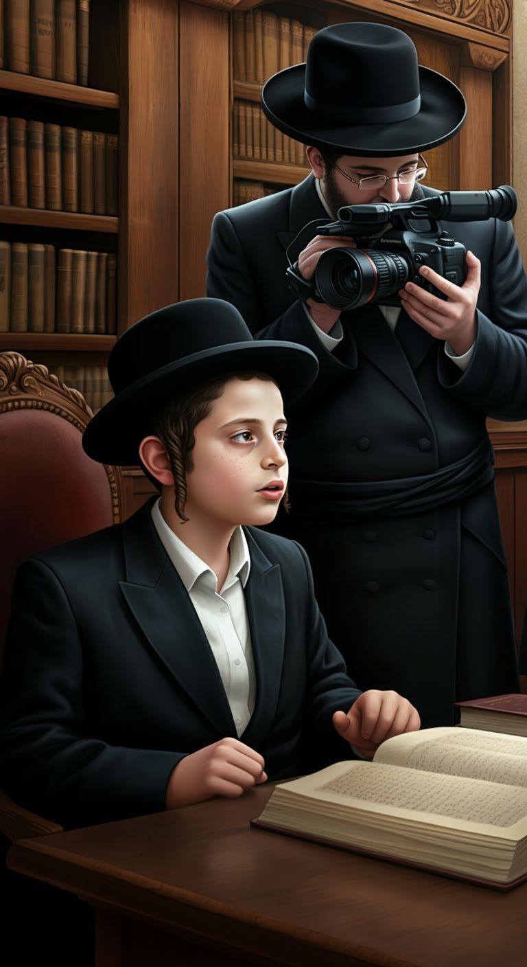 Chassidic Student and Videographer in Earnest Discussion