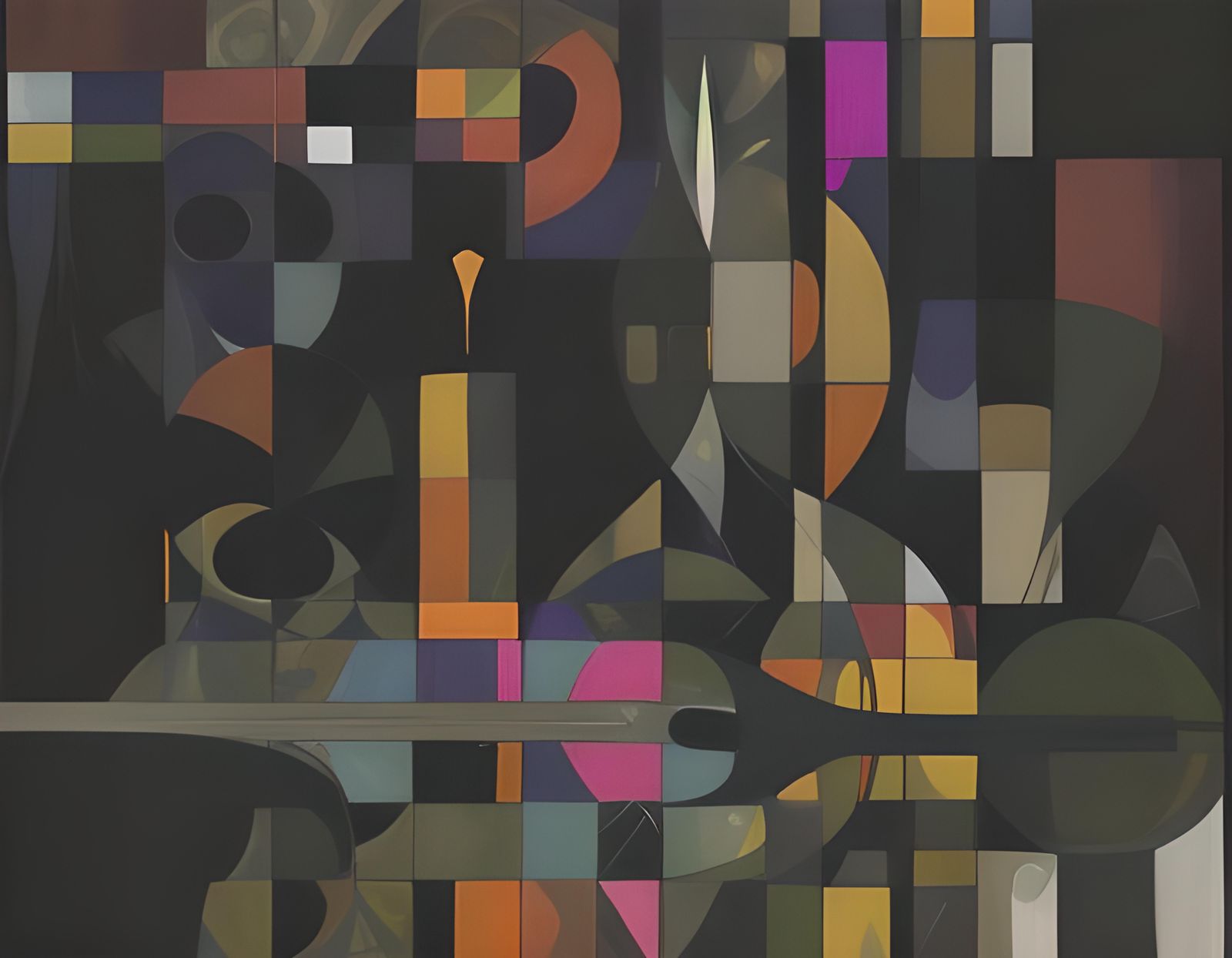 Intricate Abstract Painting with Bold Saturated Colors