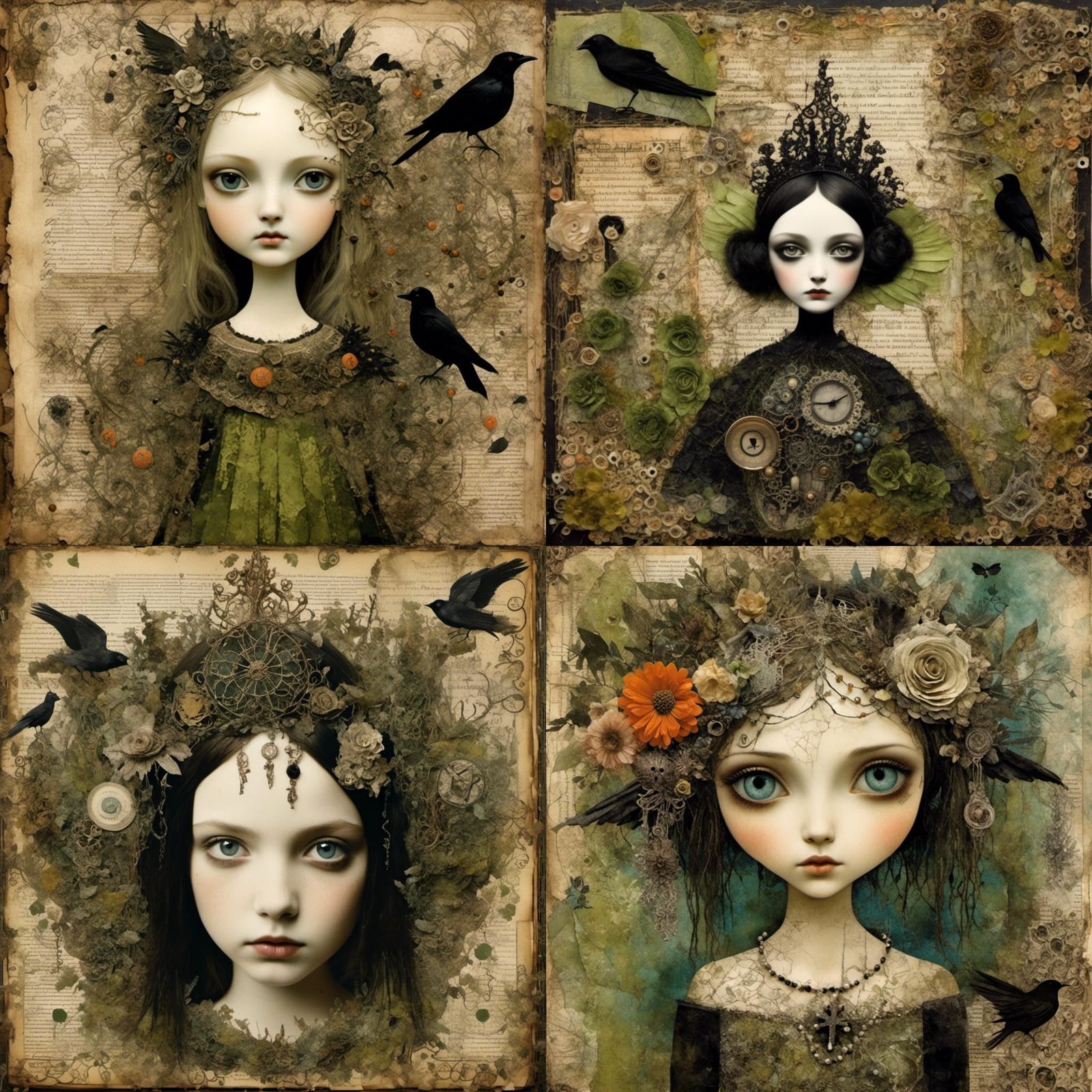 Gothic Halloween Princess with Raven Collage