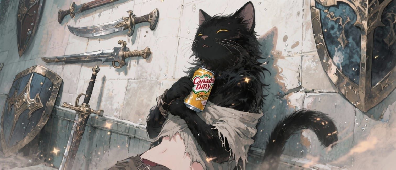 Anthropomorphic Cat Guard in Anime Style