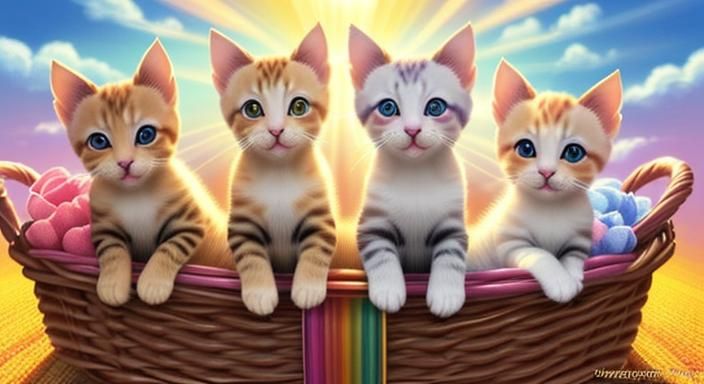 Kittens Bathed in Light: Hyperrealistic Digital Art