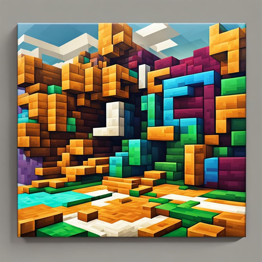 Abstract Minecraft Art with Complementary Colors