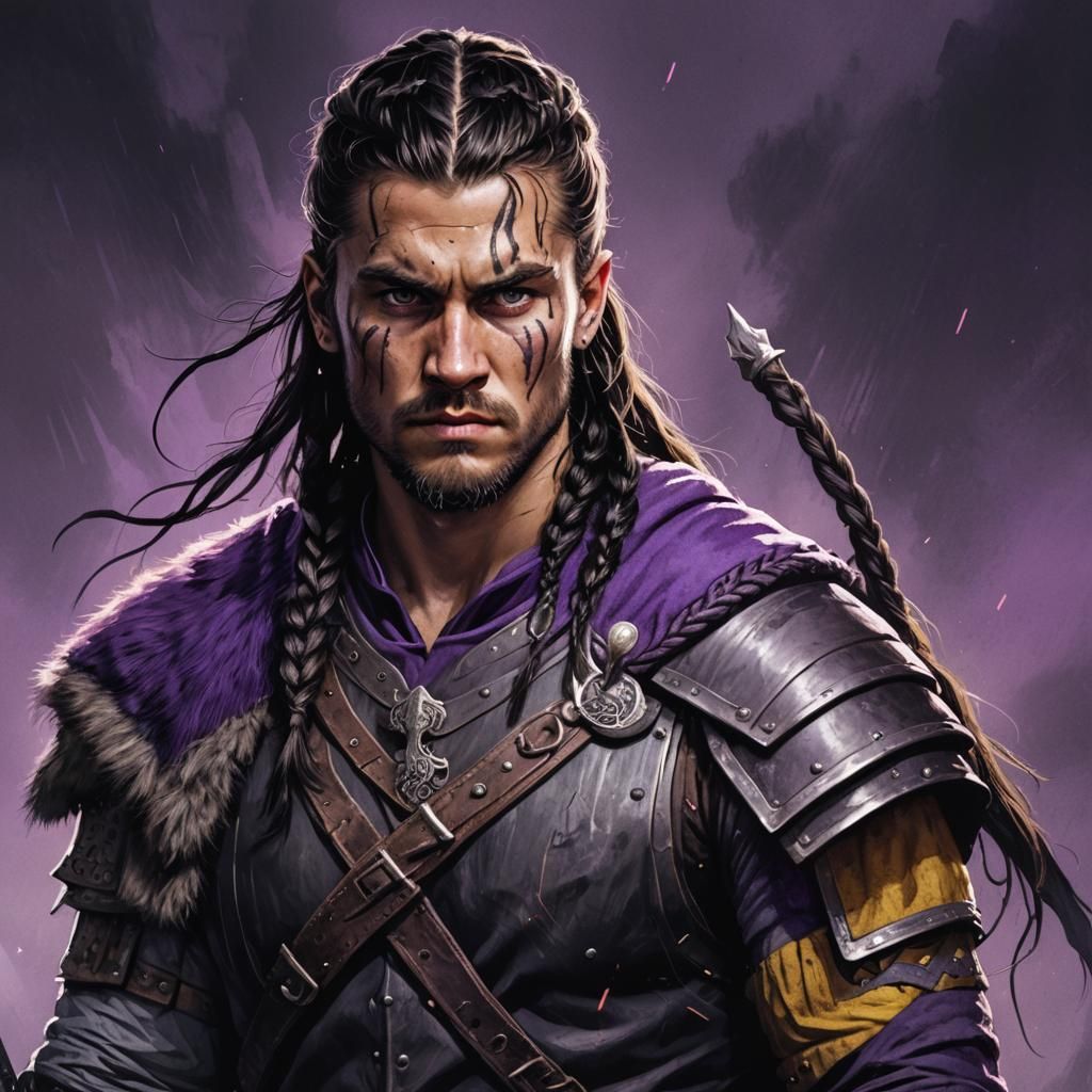 Viking Warrior Portrait in Dark Fantasy Style