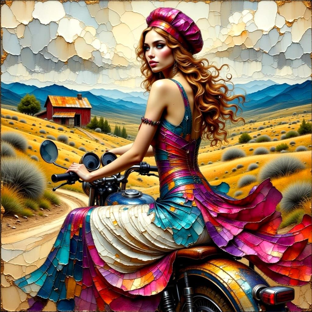 Raspberry Beret in Crinkled Metallics