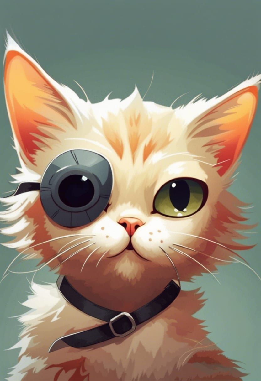 Cat with Eye Patch and Cheeky Expression