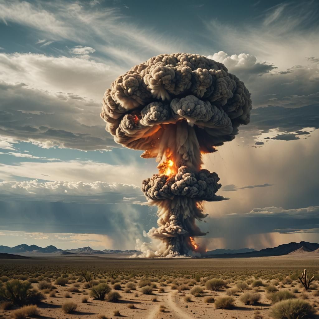 Dramatic Mushroom Cloud over Nevada Desert