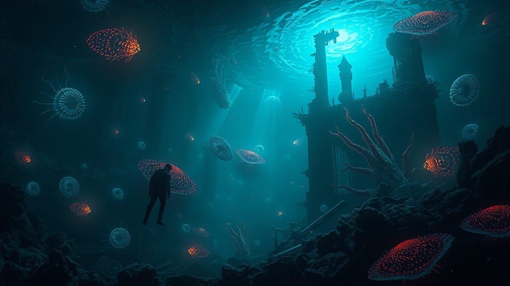 Bioluminescent Deep Sea Fantasy Matte Painting