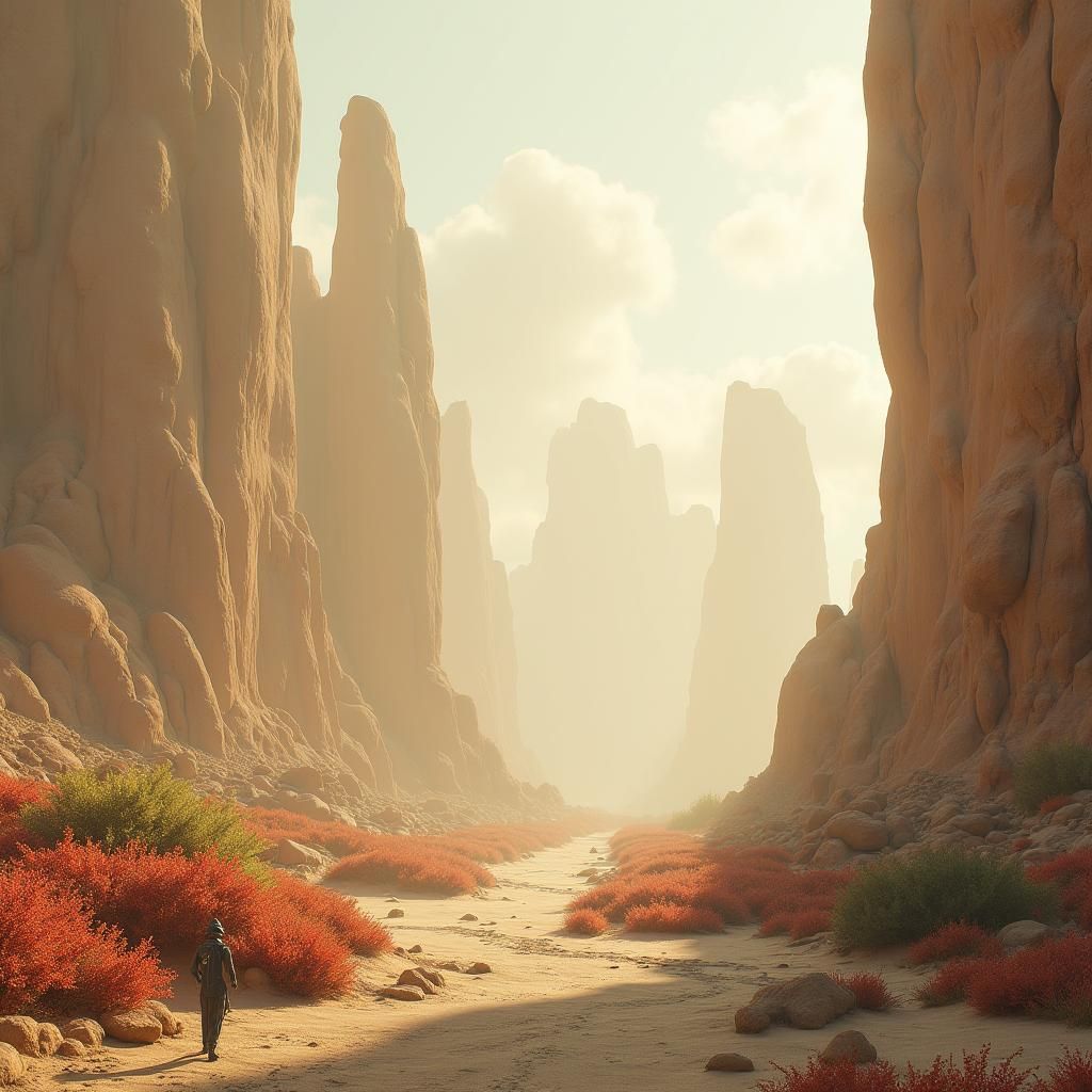 Beige Fantasy Landscape in Unreal Engine Style