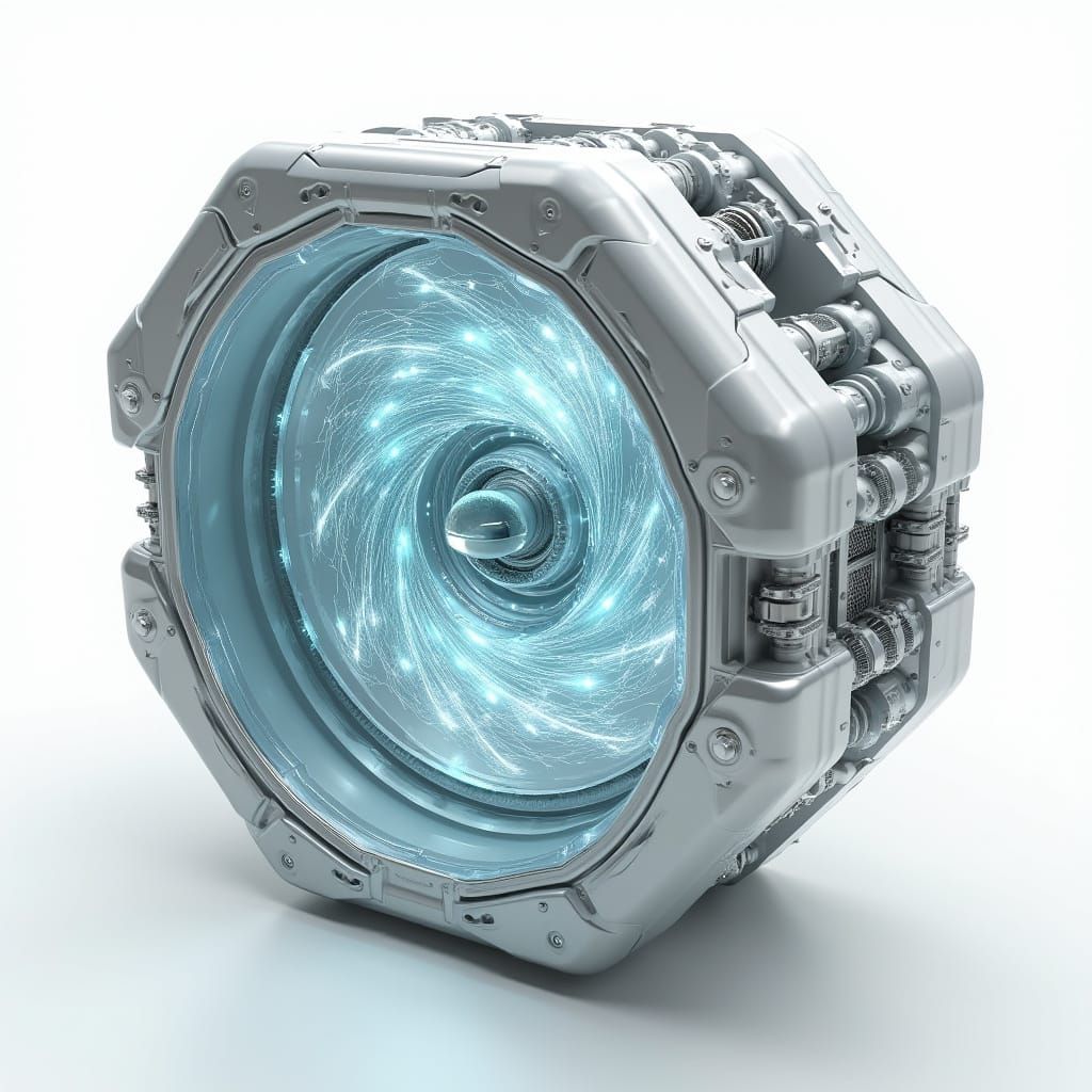 Glowing Energy Matrix Engine Block in Crystal Housing