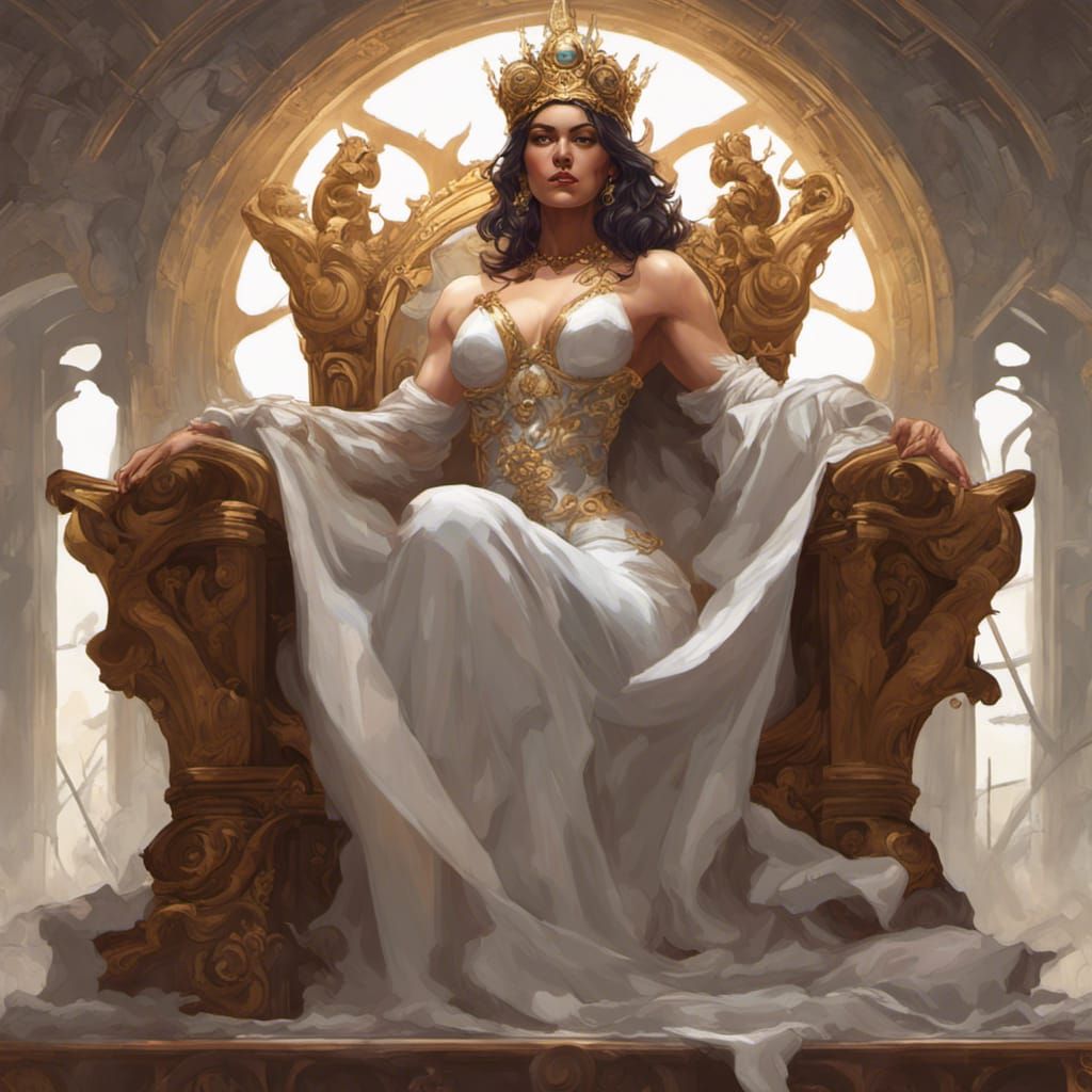 Majestic Empress on Throne in Hyperdetailed Romantic Style
