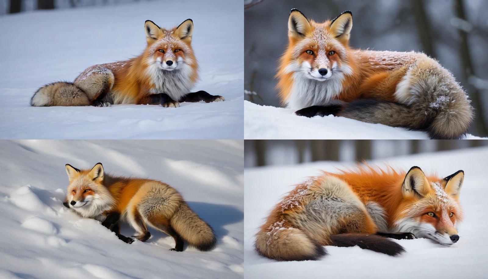 Fluffy Fox Relaxing in Snowy Landscape