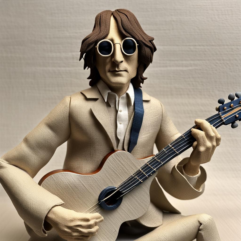 Linen John Lennon: 3D Fabric Art Portrait