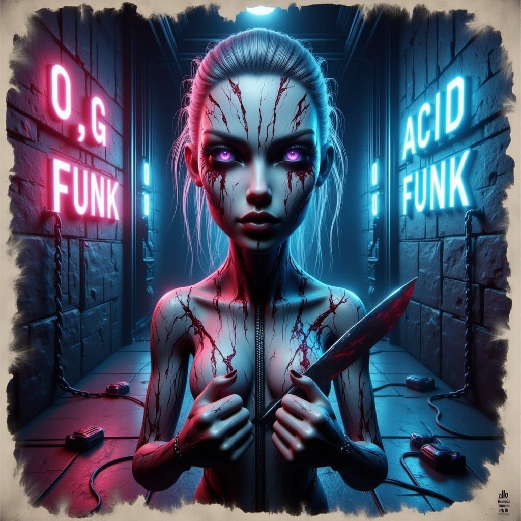 Creepy Doll in Dark, Distressed Album Cover Art