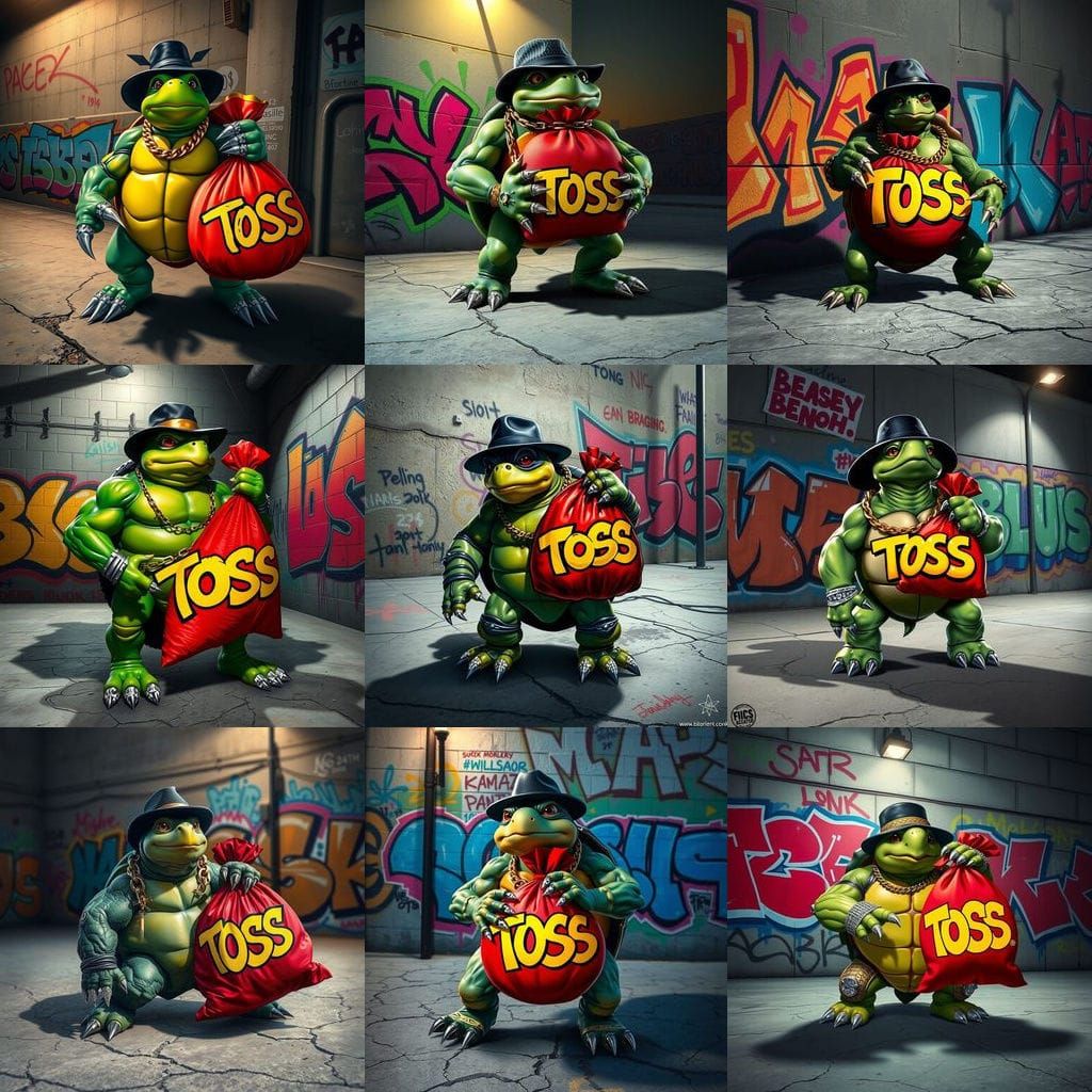 Hyperrealistic Turtle in Graffiti Gear
