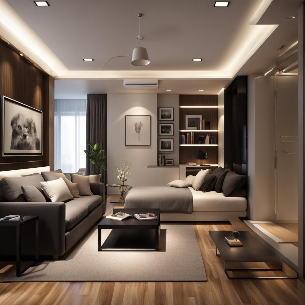 Compact Living: Combined Bedroom and Living Room