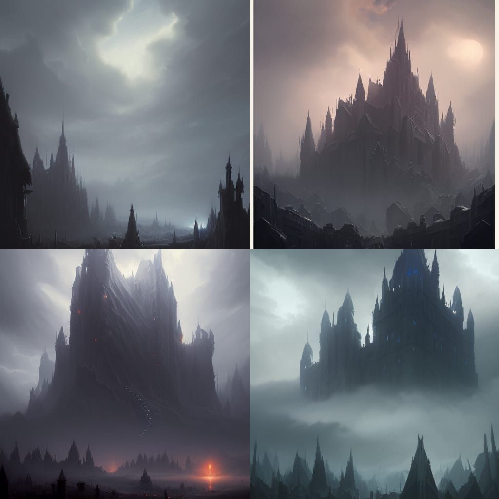 Dark Castle in Clouds: A Dark Fantasy Masterpiece