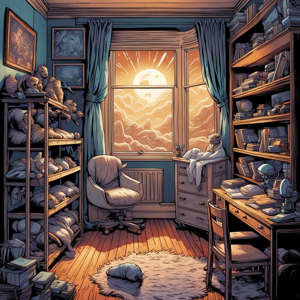 Newborn Nursery in Comic Book Art Style